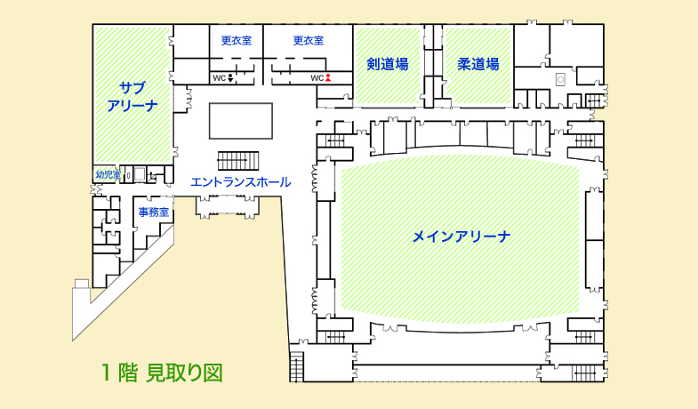 北本市体育センター1階見取り図