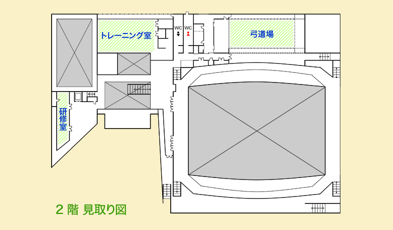 北本市体育センター2階見取り図